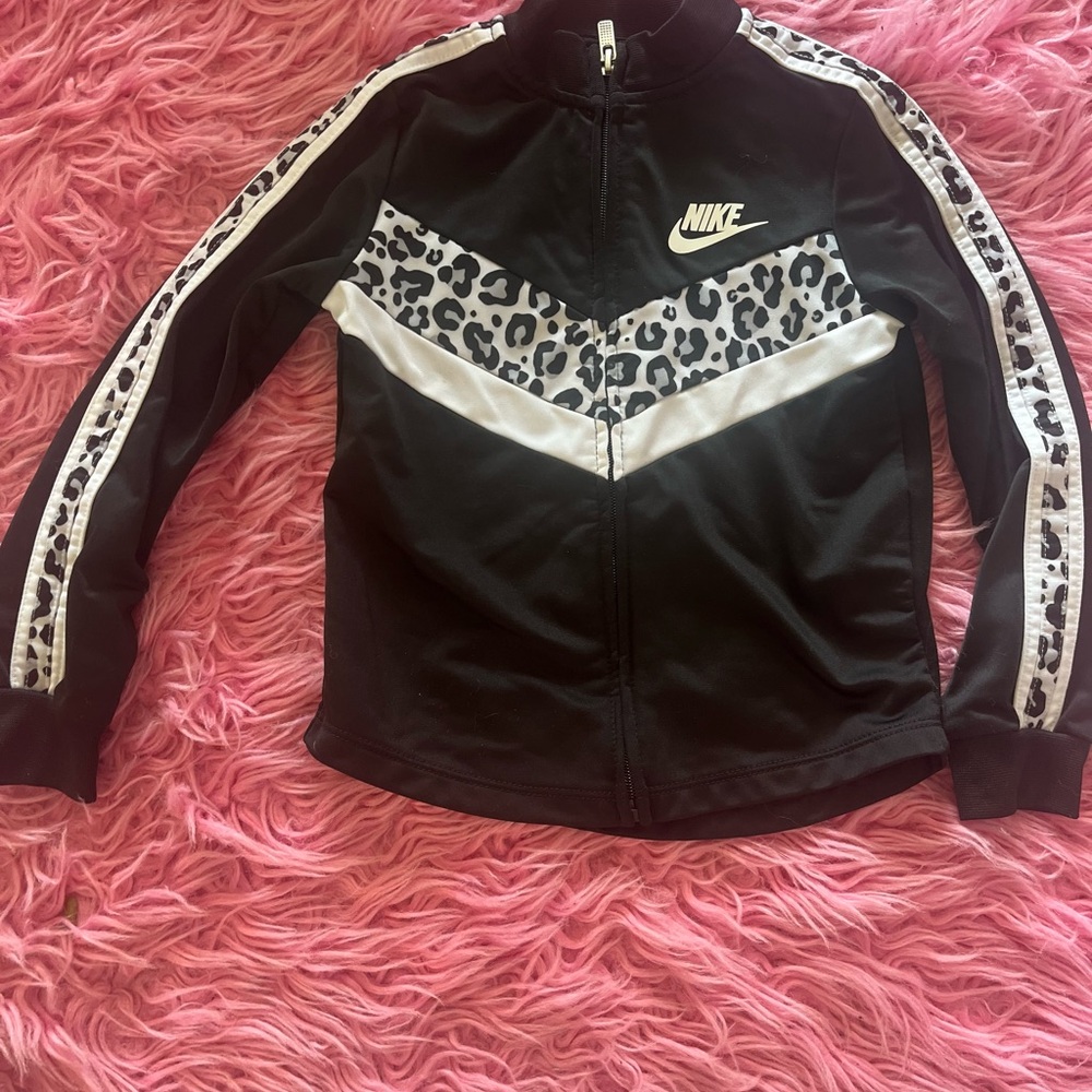 Nike Black and White leopard print track Jacket